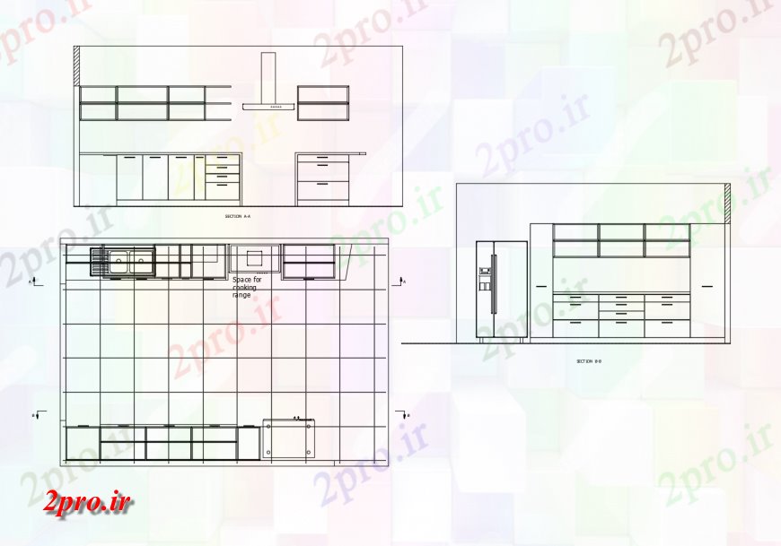 دانلود نقشه آشپزخانه    از مدل آشپزخانه  (کد116373)
