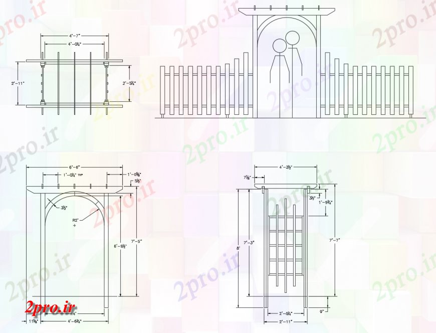 دانلود نقشه طراحی جزئیات ساختار رسم قوس دو بعدی جزئیات 14 در 25 متر (کد116376)