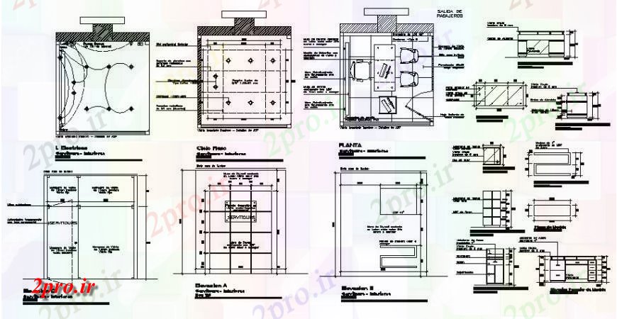 دانلود نقشه طراحی داخلی طرحی ساخت و ساز از اتاق اداری دو بعدی 3 در 3 متر (کد116387)