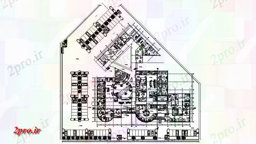 دانلود نقشه بیمارستان - درمانگاه - کلینیک طراحی بیمارستان دو بعدی 39 در 75 متر (کد116392)