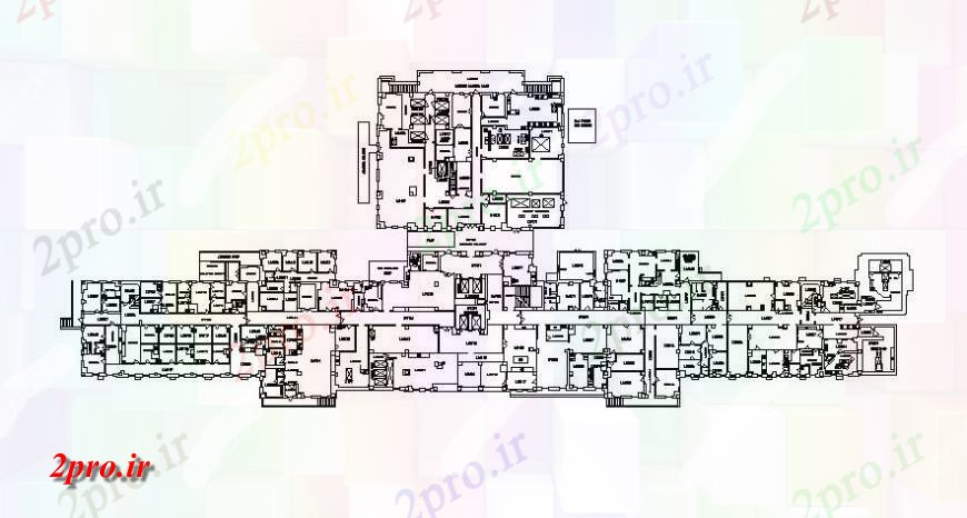 دانلود نقشه بیمارستان - درمانگاه - کلینیک از دو بعدی طراحی پروژه بیمارستان 165 در 454 متر (کد116394)