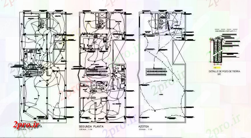 دانلود نقشه برق کشی ، اتصالات برق طراحی نصب و راه اندازی ساخت و ساز دو بعدی 8 در 20 متر (کد116430)
