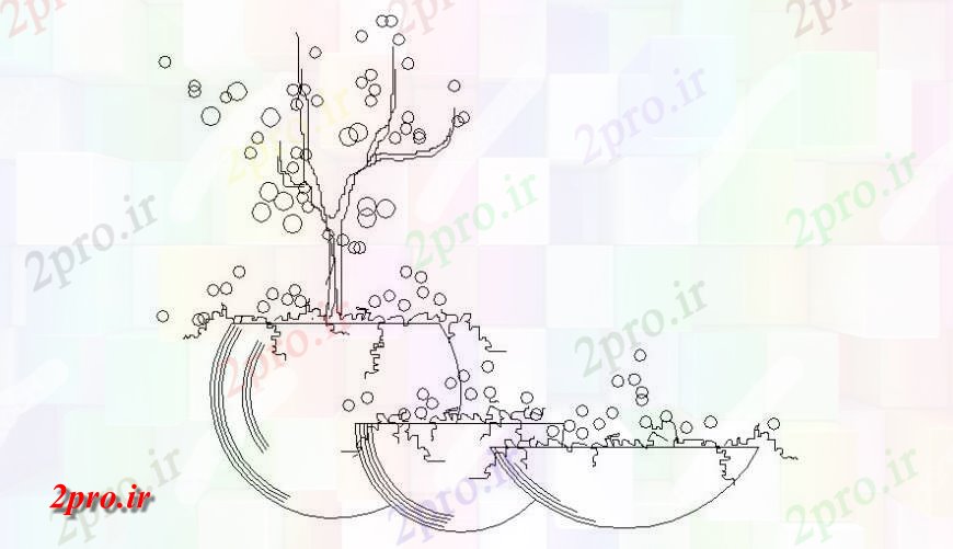 دانلود نقشه درختان و گیاهان  از گلدان دو بعدی   بلوک (کد116485)