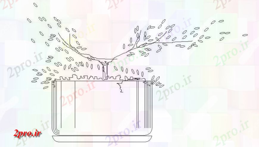 دانلود نقشه درختان و گیاهان  از گلدان دو بعدی   مدل اتوکد (کد116487)