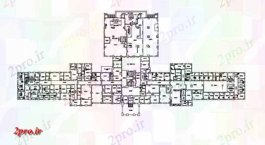 دانلود نقشه بیمارستان - درمانگاه - کلینیک دو بعدی طبقه بیمارستان جزئیات 50 در 108 متر (کد116521)