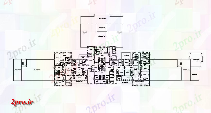 دانلود نقشه بیمارستان - درمانگاه - کلینیک طبقه بیمارستان دو بعدی دو بعدی بلوک جزئیات واحد 27 در 69 متر (کد116526)