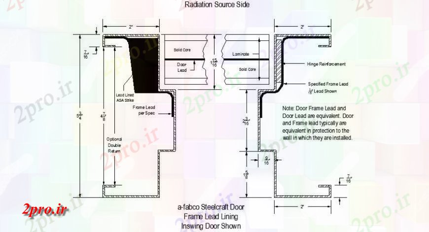 دانلود نقشه طراحی جزئیات ساختار درب سمت تابش و پشتیبانی قاب پوشش سرب در   خودکار (کد116562)