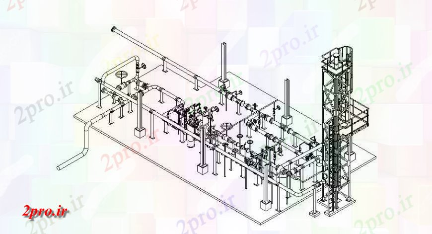 دانلود نقشه جزئیات لوله کشی نمای ایزومتریک ایستگاه mattering گاز با لوله  (کد116580)