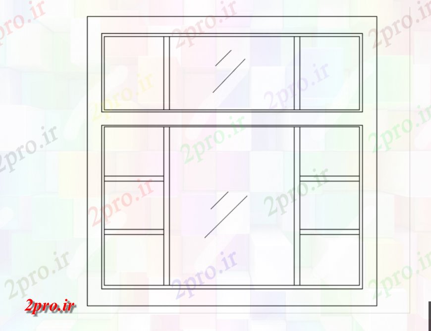 دانلود نقشه جزئیات طراحی در و پنجره   مربع پنجره دو بعدی  جزئیات  (کد116613)