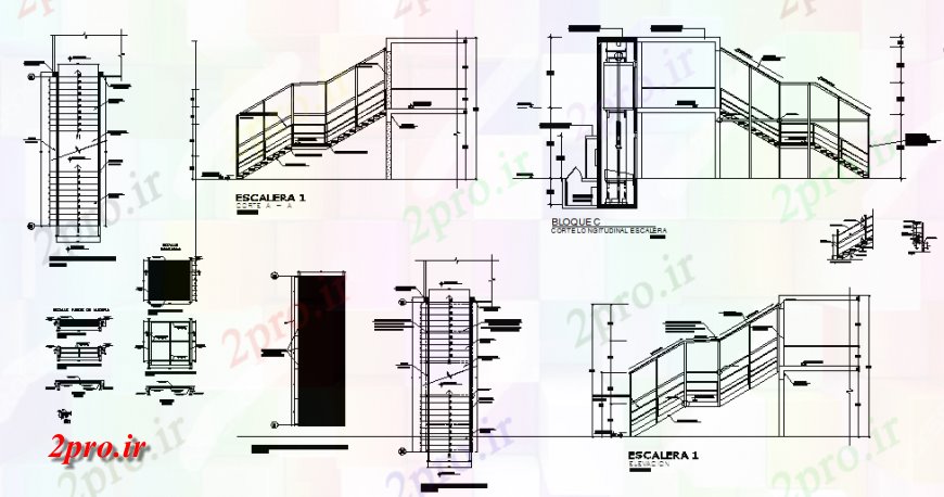 دانلود نقشه طراحی جزئیات ساختار بقیه اسکلت چوبی و جزئیات پله از پله های فلزی در   خودکار (کد116614)