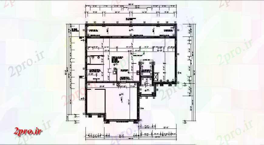 دانلود نقشه ساختمان اداری - تجاری - صنعتی از دفتر طراحی دو بعدی 70 در 76 متر (کد116649)