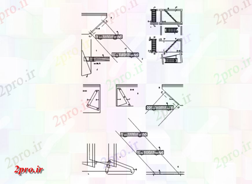 دانلود نقشه جزئیات پله و راه پله    طراحی پله ها جزئیات  (کد116654)