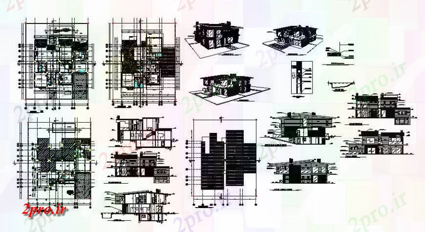 دانلود نقشه مسکونی  ، ویلایی ، آپارتمان  خانه طرحی و نما طراحی  دو بعدی   (کد116666)