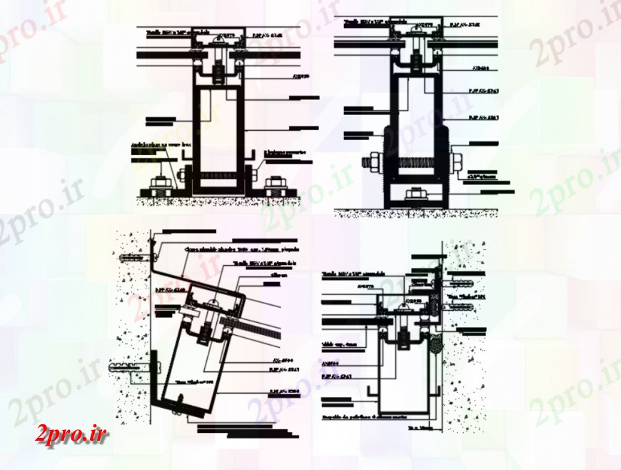 دانلود نقشه طراحی جزئیات ساختار  خط نورگیر  ac دو بعدی  (کد116669)