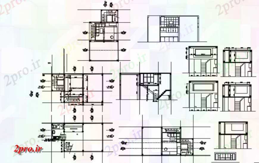 دانلود نقشه مسکونی ، ویلایی ، آپارتمان طراحی خانه دو بعدی جزئیات 5 در 9 متر (کد116675)