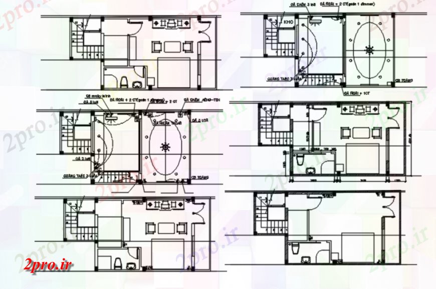 دانلود نقشه مسکونی ، ویلایی ، آپارتمان خانه دو بعدی طراحی جزئیات 5 در 10 متر (کد116676)