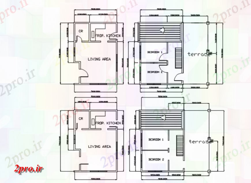 دانلود نقشه مسکونی ، ویلایی ، آپارتمان مینی خانه دو بعدی طراحی 5 در 7 متر (کد116679)