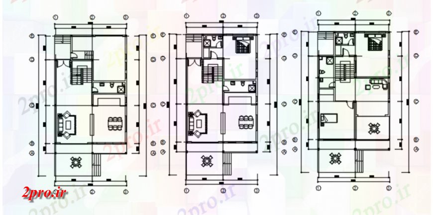 دانلود نقشه مسکونی ، ویلایی ، آپارتمان خانه جدید جزئیات دو بعدی 10 در 19 متر (کد116682)