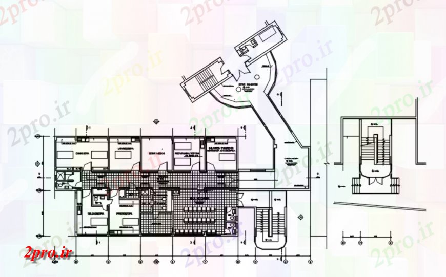 دانلود نقشه بیمارستان - درمانگاه - کلینیک طرحی تجهیز بیمارستان جزئیات 20 در 32 متر (کد116687)
