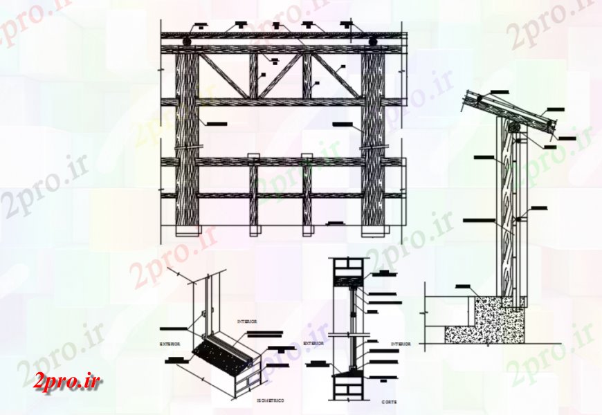 دانلود نقشه طراحی جزئیات ساختار طراحی از جزئیات گلی و چوبی سقف دو بعدی  جزئیات  (کد116691)