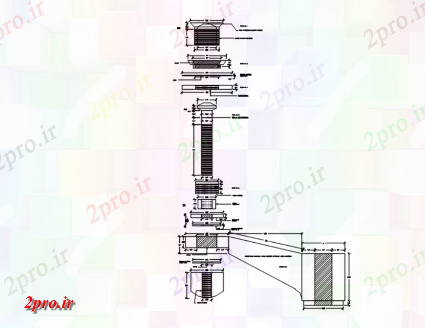 دانلود نقشه طراحی جزئیات ساختار  حمایت کریستال از فولاد ضد زنگ  (کد116701)