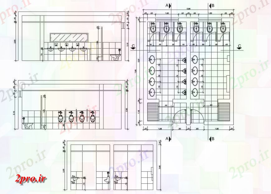 دانلود نقشه حمام مستر توالت های عمومی بخش، برنامه ریزی و نصب و راه اندازی  جزئیات طراحی  (کد116759)