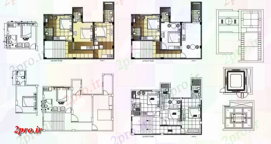 دانلود نقشه مسکونی ، ویلایی ، آپارتمان جزئیات طرحی توزیع کف از ساختمان مسکونی 7 در 10 متر (کد116798)