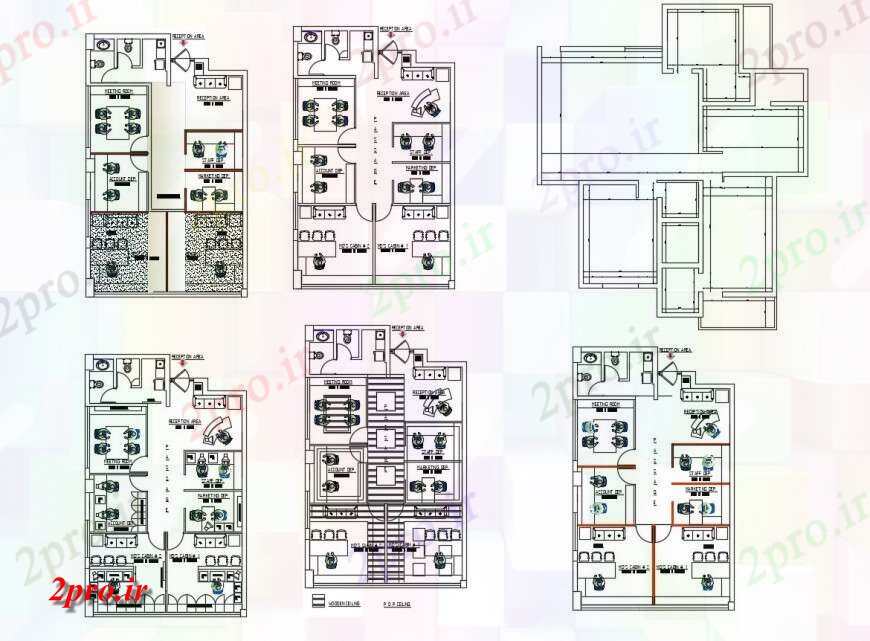 دانلود نقشه ساختمان اداری - تجاری - صنعتی طبقه دفتر منطقه ای توزیع طرحی های 8 در 12 متر (کد116813)
