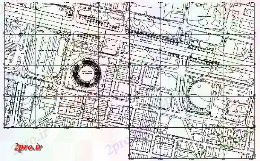 دانلود نقشه برنامه ریزی شهری جزئیات تقسیم ناحیه ای طراحی در  اتوکد (کد116826)