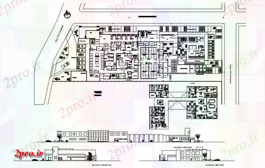 دانلود نقشه بیمارستان -  درمانگاه -  کلینیک برنامه کاری بیمارستان با نما  (کد116830)