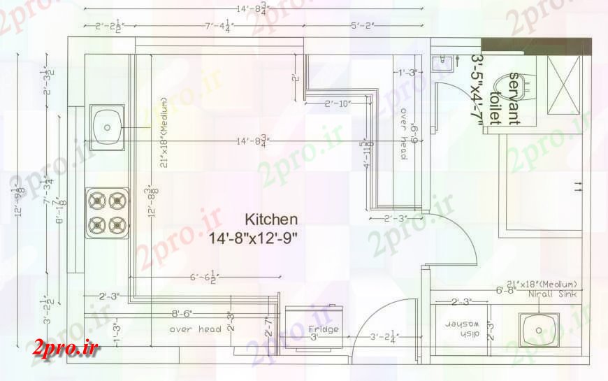 دانلود نقشه آشپزخانه آشپزخانه از طرحی خانه طرحی معماری با  مبلمان طراحی جزئیات  (کد116847)