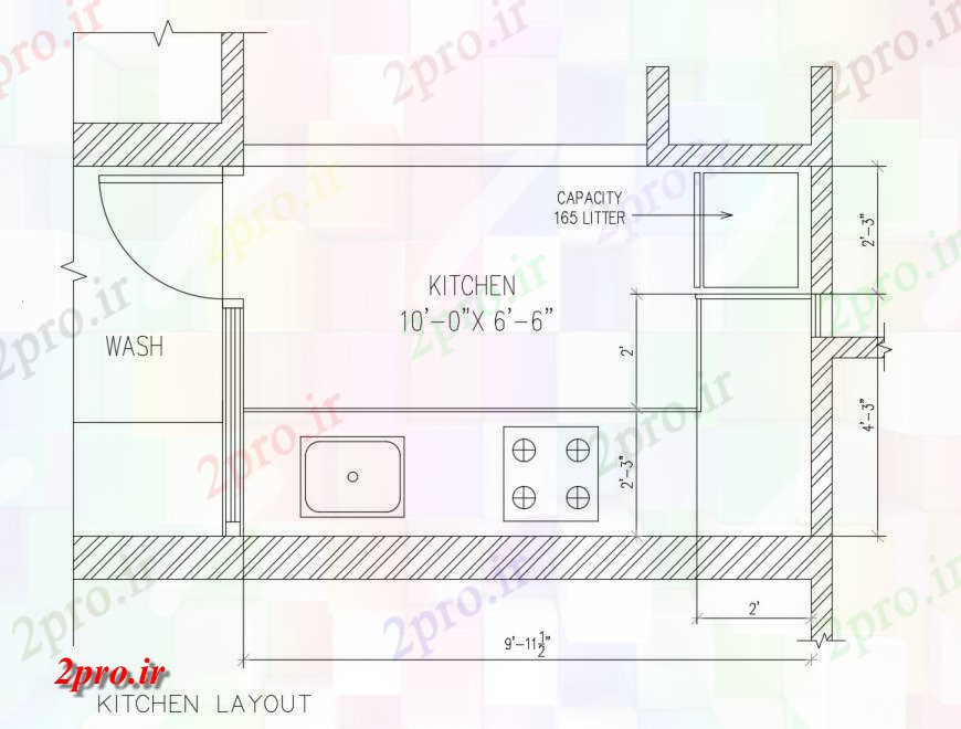 دانلود نقشه آشپزخانه ساده آشپزخانه معماری طراحی های (کد116853)
