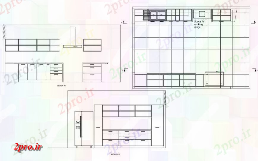 دانلود نقشه آشپزخانه مقابل خانه آشپزخانه و بخش تماس، برنامه ریزی و خودکار 4 در 5 متر (کد116857)