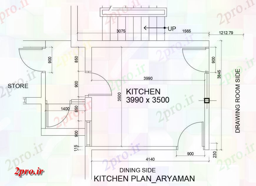 دانلود نقشه آشپزخانه آشپزخانه جزئیات طراحی با اتاق فروشگاه و مبلمان (کد116863)