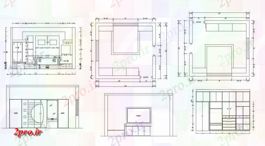 دانلود نقشه حمام مستر طرحی اتاق خواب کودکان و مبلمان  (کد116902)