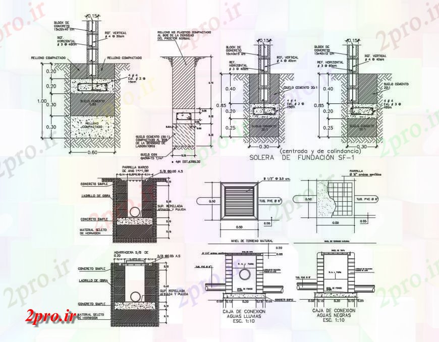 دانلود نقشه طراحی جزئیات ساختار پایه خورشیدی و مبنایی ساختار  جزئیات طراحی  (کد116912)