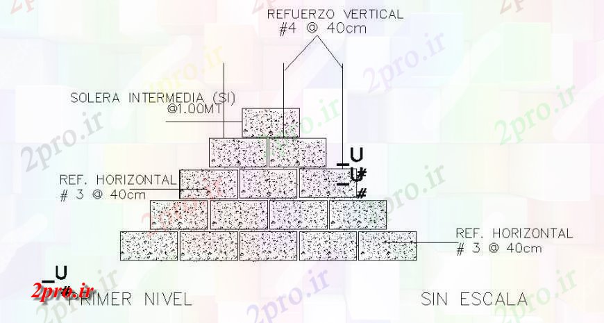 دانلود نقشه  جزئیات دیوار های آجری آجر سرامیک برای نما دیوار بخش سازنده  (کد116916)