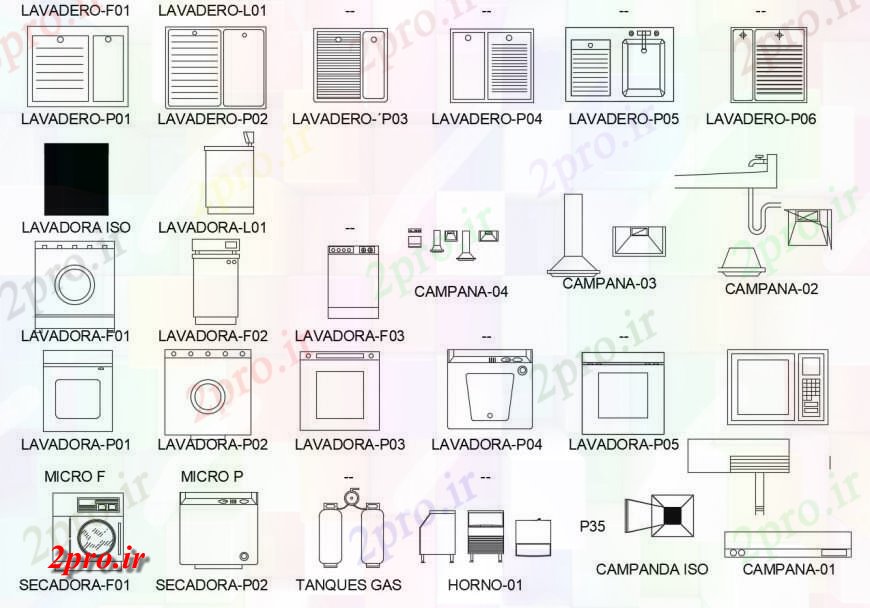 دانلود نقشه طراحی مبلمان آشپزخانه تجهیزات آشپزخانه بلوک نما دیگر  (کد116936)