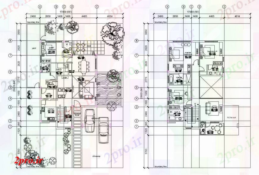 دانلود نقشه مسکونی ، ویلایی ، آپارتمان زمین و اولین توزیع کف جزئیات طرحی ویلای مسکونی 10 در 17 متر (کد116944)