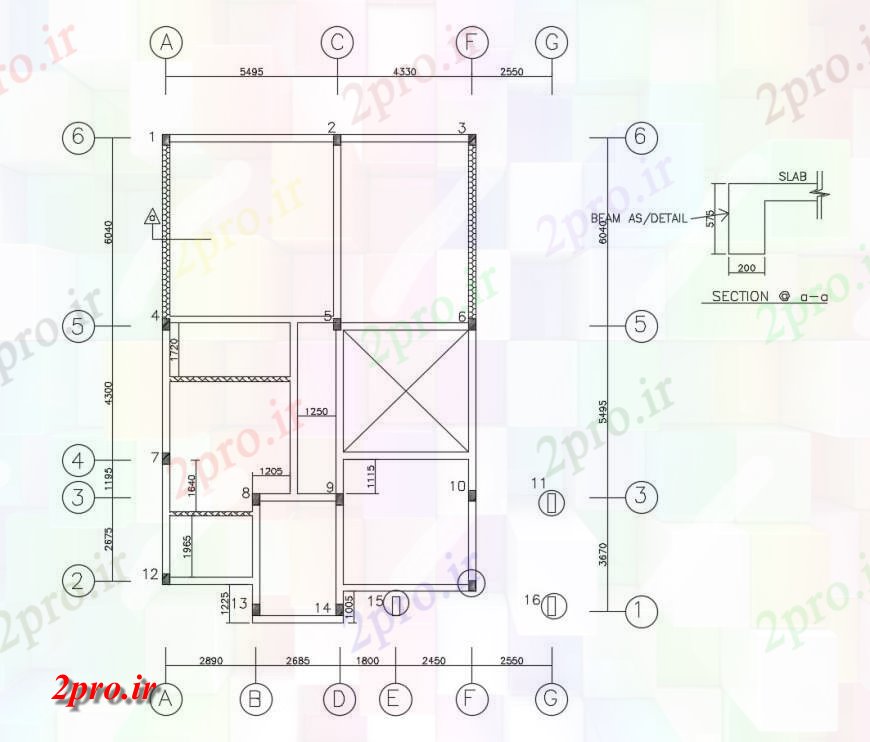 دانلود نقشه مسکونی  ، ویلایی ، آپارتمان  جزئیات ساختار طرحی فریم کف از ویلای مسکونی (کد116946)