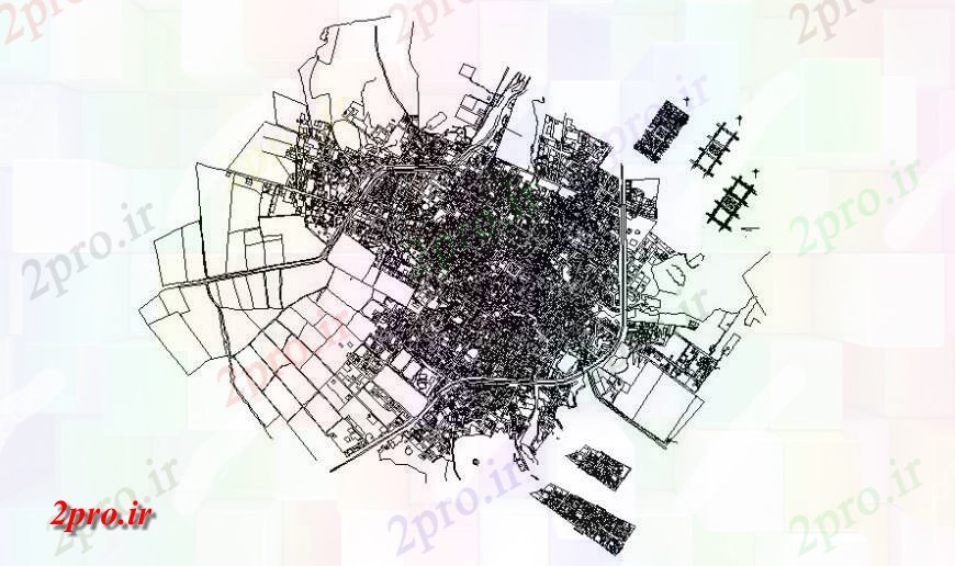 دانلود نقشه برنامه ریزی شهری جزئیات نقشه های محوطه سازی منطقه در  اتوکد (کد117037)