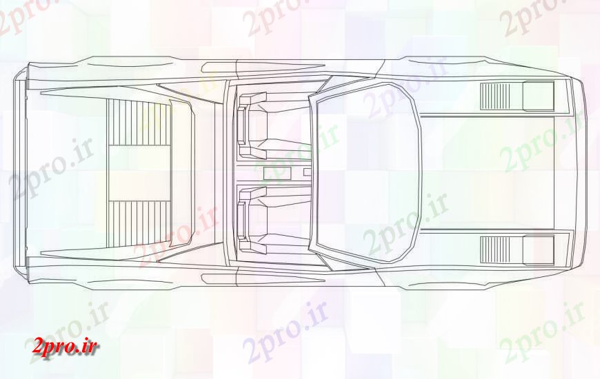 دانلود نقشه بلوک وسایل نقلیه خنک تجملات بالای خودروی نمای نما بلوک (کد117081)