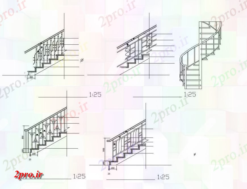 دانلود نقشه بلوک ، آرام ، نماد تزئینی نرده راه پله بلوک نما دیگر  (کد117086)