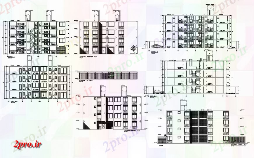 دانلود نقشه مسکونی  ، ویلایی ، آپارتمان  چند دان آپارتمان   مسکونی ساخت و ساز تمام نما و بخش طراحی طرفه جزئیات  (کد117138)