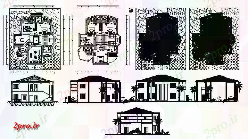 دانلود نقشه مسکونی ، ویلایی ، آپارتمان طرحی ویلایی و نما 13 در 16 متر (کد117159)