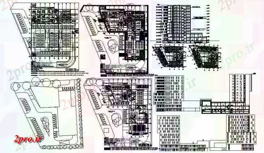 دانلود نقشه ساختمان مرتفعدان بالا طرحی ساختمان و بخش 100 در 103 متر (کد117160)