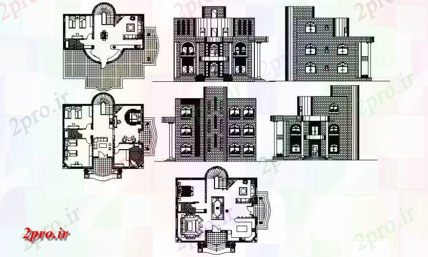 دانلود نقشه مسکونی ، ویلایی ، آپارتمان طرحی آپارتمان و نما 11 در 14 متر (کد117179)