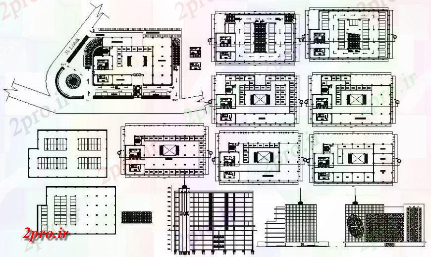 دانلود نقشه ساختمان مرتفعطراحی ساختمان بلند در اتوکد 40 در 66 متر (کد117249)