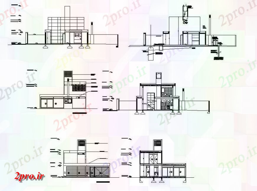 دانلود نقشه مسکونی ، ویلایی ، آپارتمان دو خوابه خانه همه طرفه سازنده جزئیات طراحی مقطعی 7 در 10 متر (کد117274)