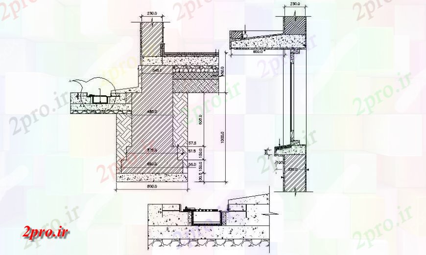 دانلود نقشه جزئیات پله و راه پله  جزئیات سنگ تراشی بتن طراحی  دو بعدی  در  اتوکد (کد117305)
